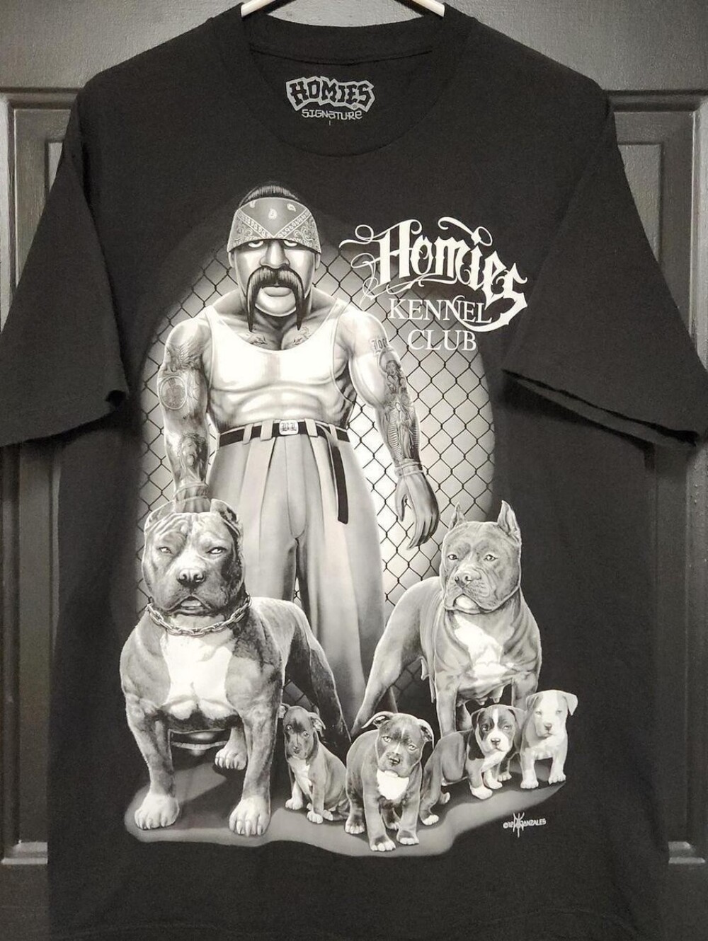David Gonzales DGA Kennel Club Homies Mens Large Black T-Shirt Pitbull Dog Tee